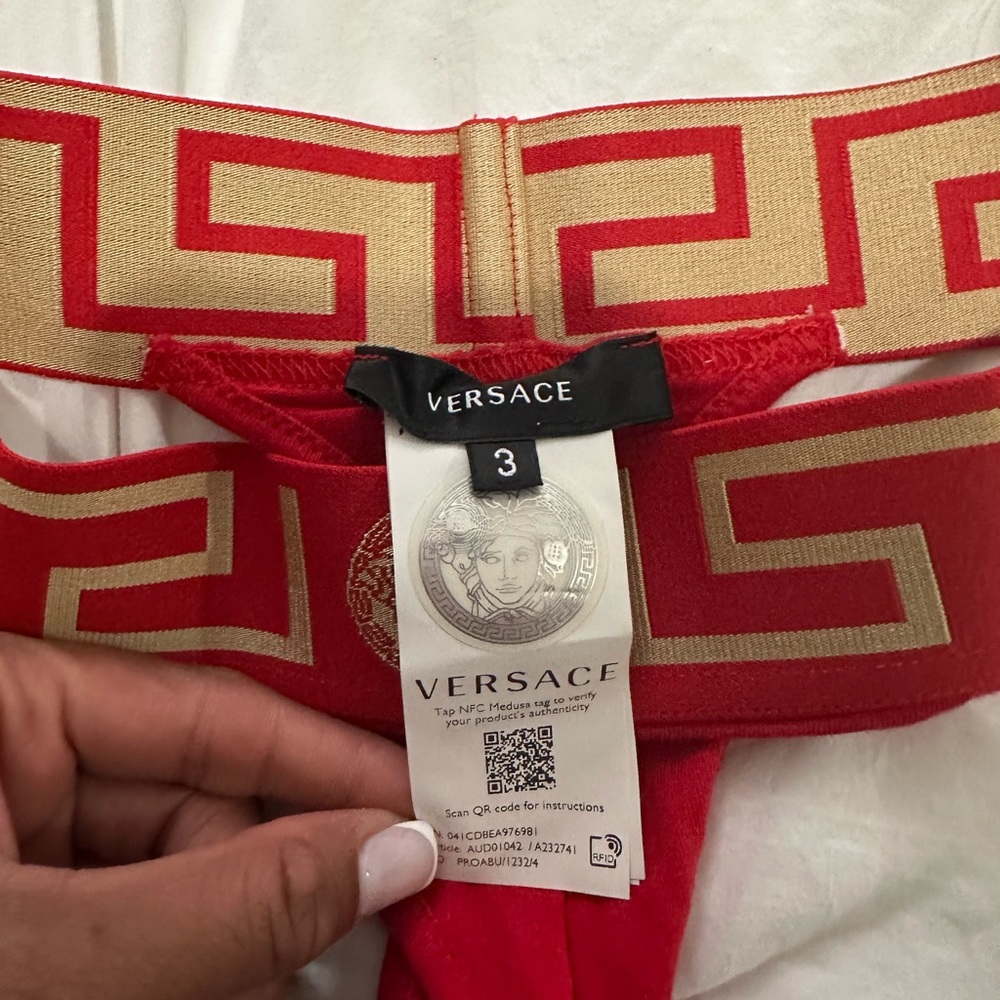 Versace Red Racerback Top with Logo Tag